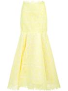 Monique Lhuillier Lace Flared Skirt, Size: 8, Yellow/orange, Silk/polyester