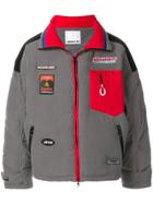 Ground Zero Patch Detail Zip-front Oversized Coat - Grey