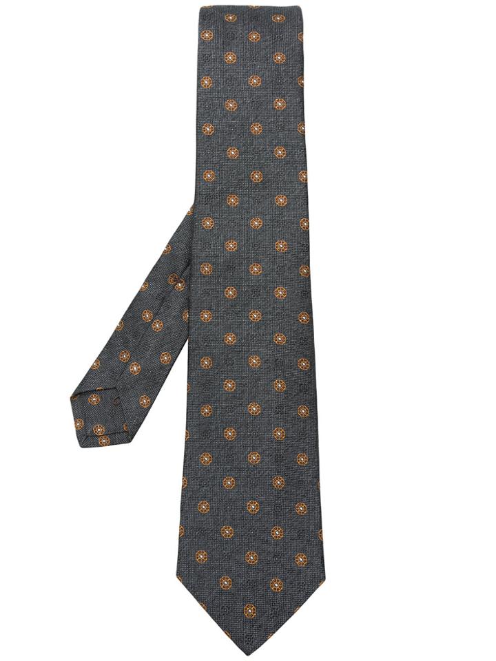 Kiton Pattern Embroidered Tie - Green