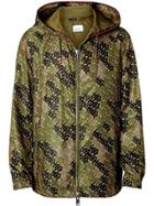 Burberry Monogram Print Nylon Hooded Jacket - Green