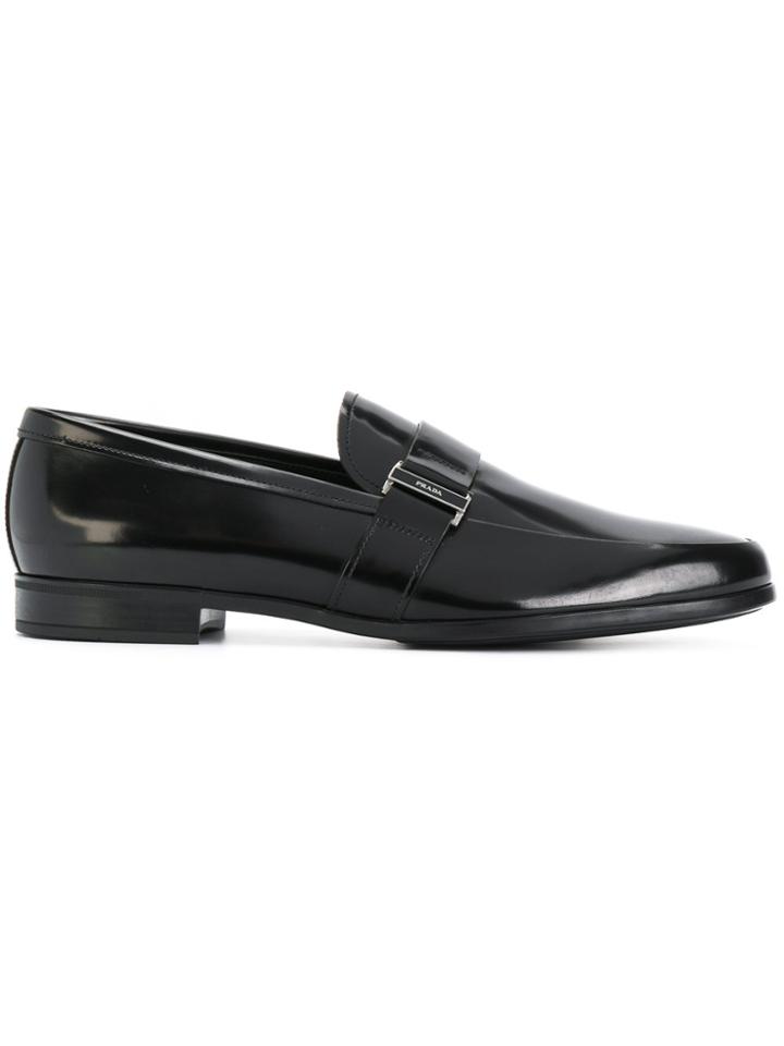 Prada Logo Buckle Loafers - Black