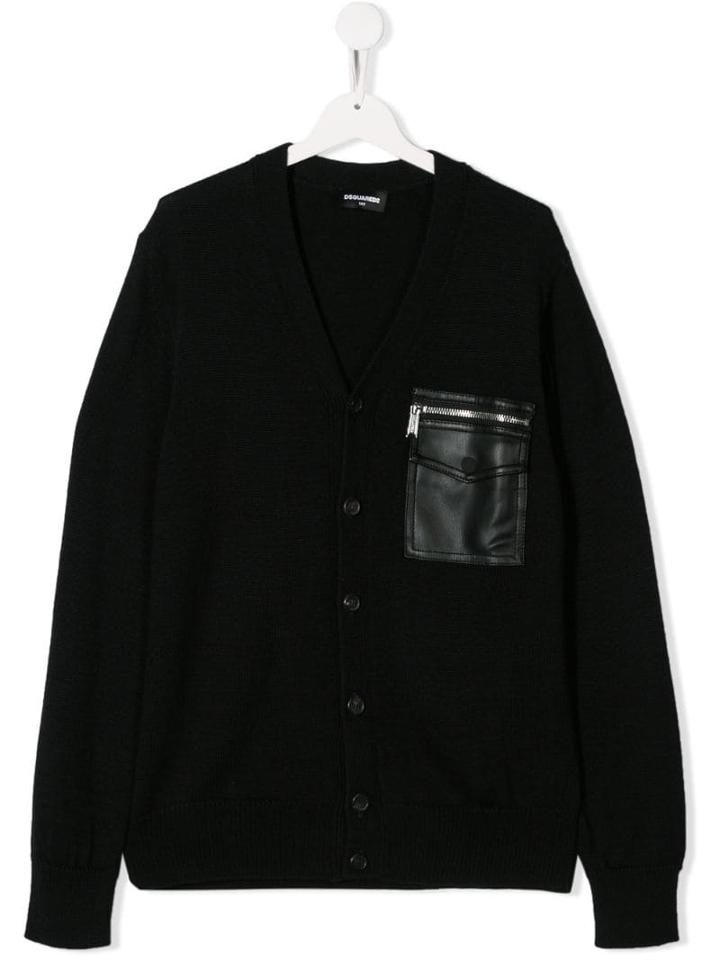 Dsquared2 Kids Patch Pocket Cardigan - Black