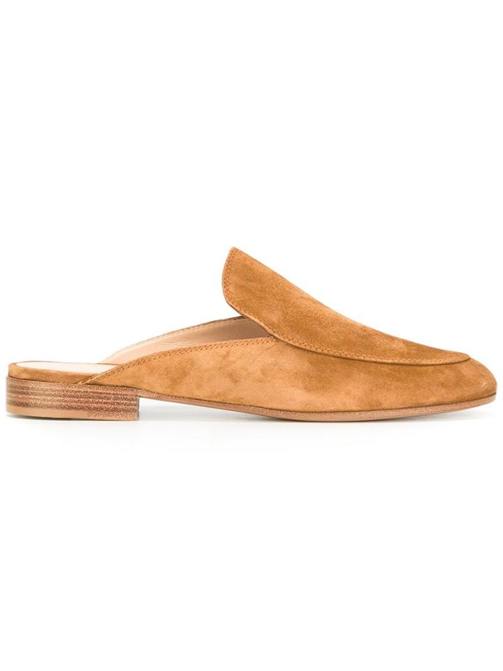 Gianvito Rossi Almond Toe Mules - Nude & Neutrals