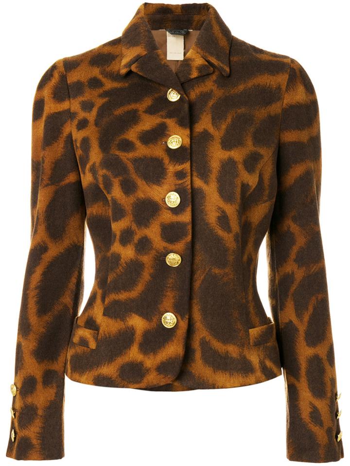 Versace Vintage Animal Printed Blazer - Brown
