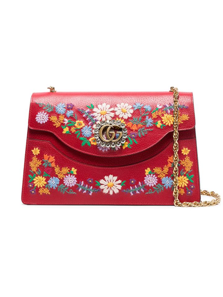 Gucci Large Ricami Floral Embroidered Shoulder Bag