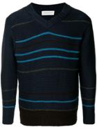 Tomorrowland Striped Embroidered Sweater - Blue