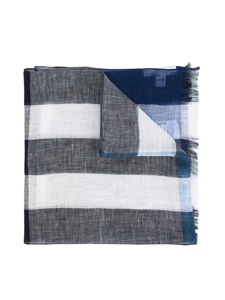 Burberry Kids - Striped Scarf - Kids - Linen/flax - One Size, Blue