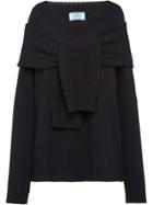 Prada Tie-front Relaxed Jumper - Black