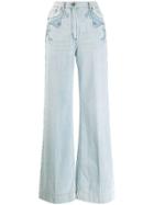 Etro Embroidered Wide Leg Jeans - Blue