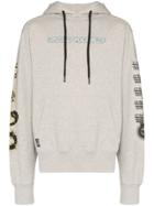 Liam Hodges Contrast Printed Drawstring Hoodie - Grey