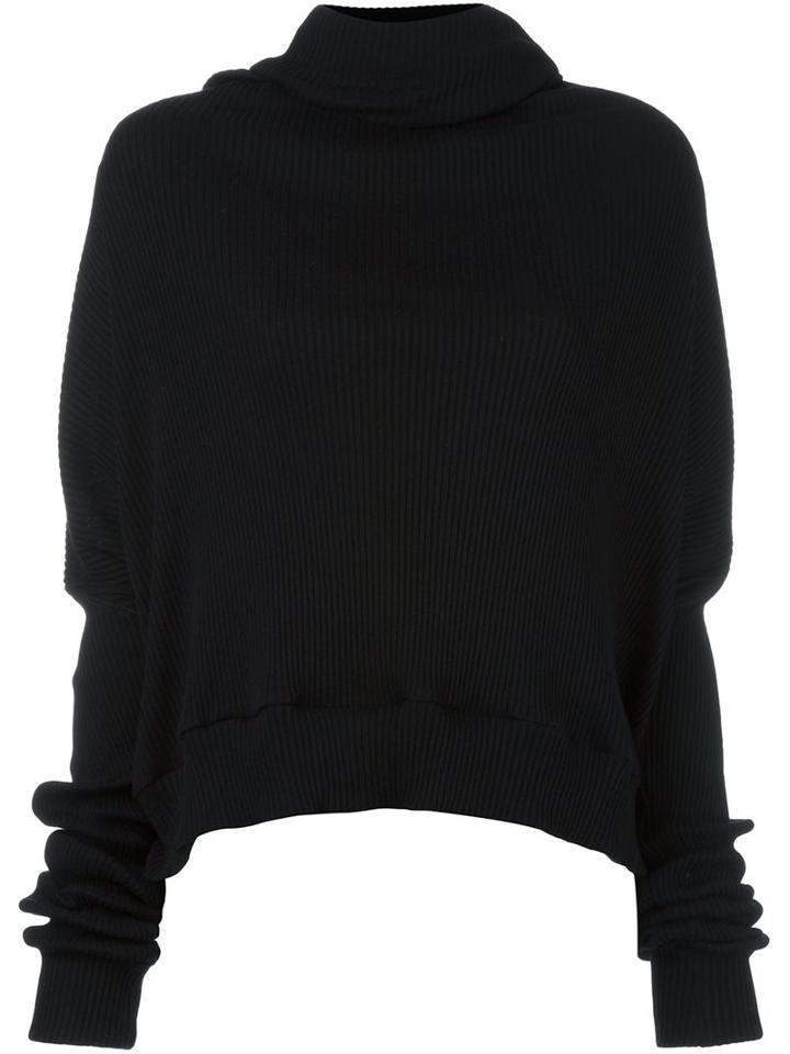 Unravel Shawl Collar Ribbed Jumper, Women's, Size: Small, Black, Cotton/cashmere