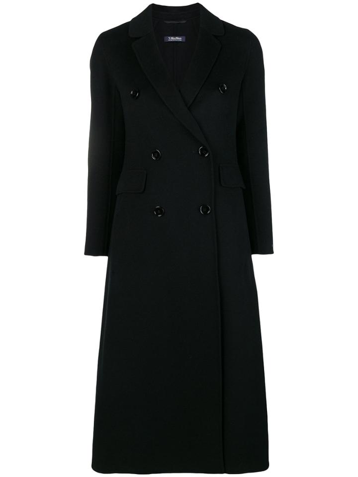 's Max Mara Flared Double-breasted Coat - Black