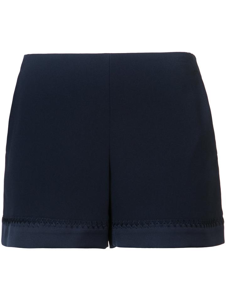 Trina Turk - Stitched Hem Shorts - Women - Polyester - 4, Blue, Polyester