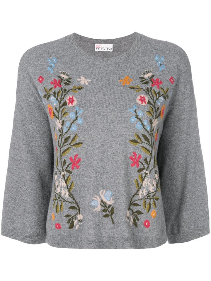 Red Valentino Floral Intarsia Jumper - Grey