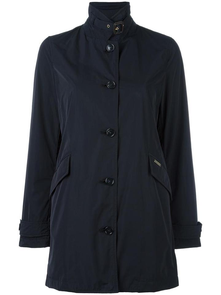 Woolrich Banded Collar Buttoned Coat, Women's, Size: Small, Black, Polyester/cotton/polyamide