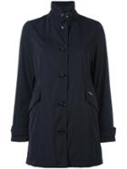Woolrich Banded Collar Buttoned Coat, Women's, Size: Small, Black, Polyester/cotton/polyamide