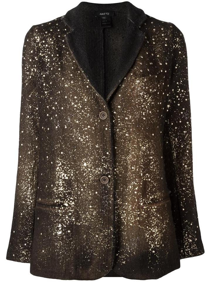 Avant Toi Metallic Detailing Blazer, Women's, Size: Xs, Brown, Virgin Wool/polyamide/aluminium