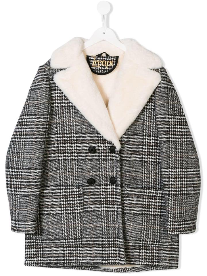 Treapi Teen Houndstooth Coat - Black