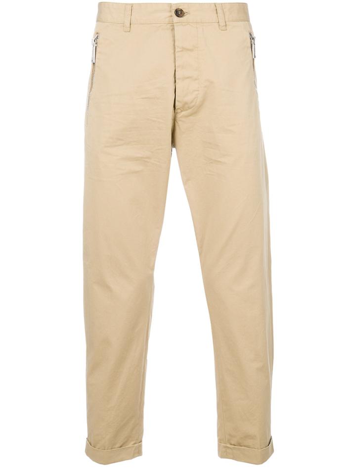 Dsquared2 Cropped Zip Trousers - Nude & Neutrals