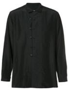 Yohji Yamamoto Loop-fastened Shirt, Men's, Size: 2, Black, Cotton/cupro/linen/flax