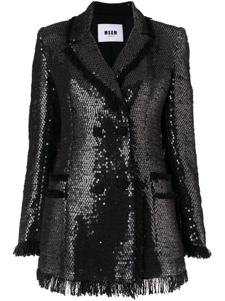 Msgm Sequin Blazer - Black