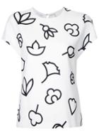 Narciso Rodriguez - Graphic Print T-shirt - Women - Silk/elastodiene - 38, White, Silk/elastodiene