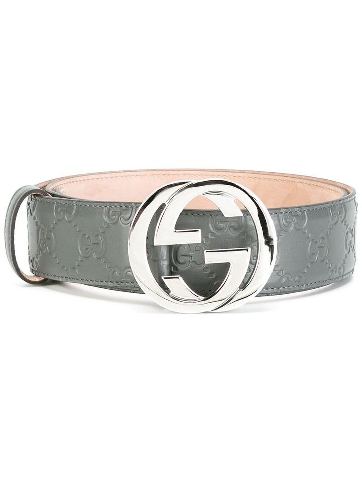 Gucci Gg Supreme Belt, Size: 95, Grey, Calf Leather/metal (other)