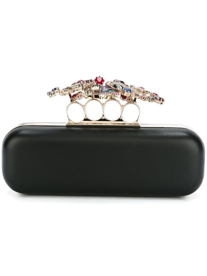 Alexander Mcqueen 'floral Knuckle' Long Box Clutch
