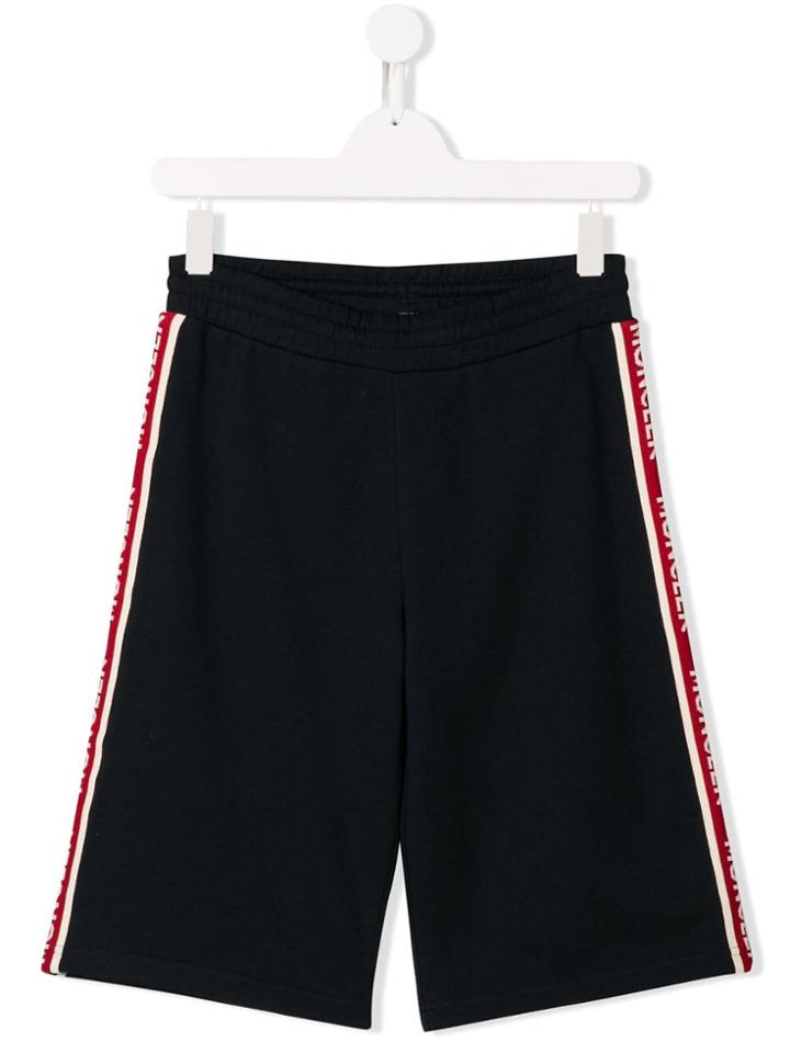 Moncler Kids Logo Side-stripe Shorts - Blue