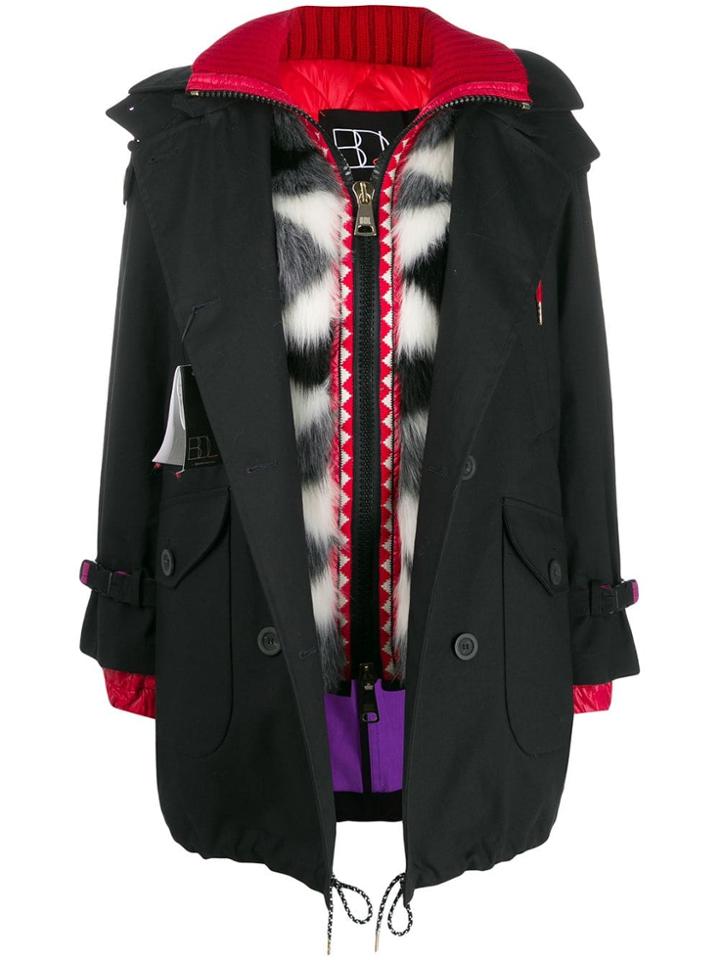 Bazar Deluxe Contrast Hooded Coat - Black