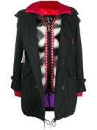 Bazar Deluxe Contrast Hooded Coat - Black