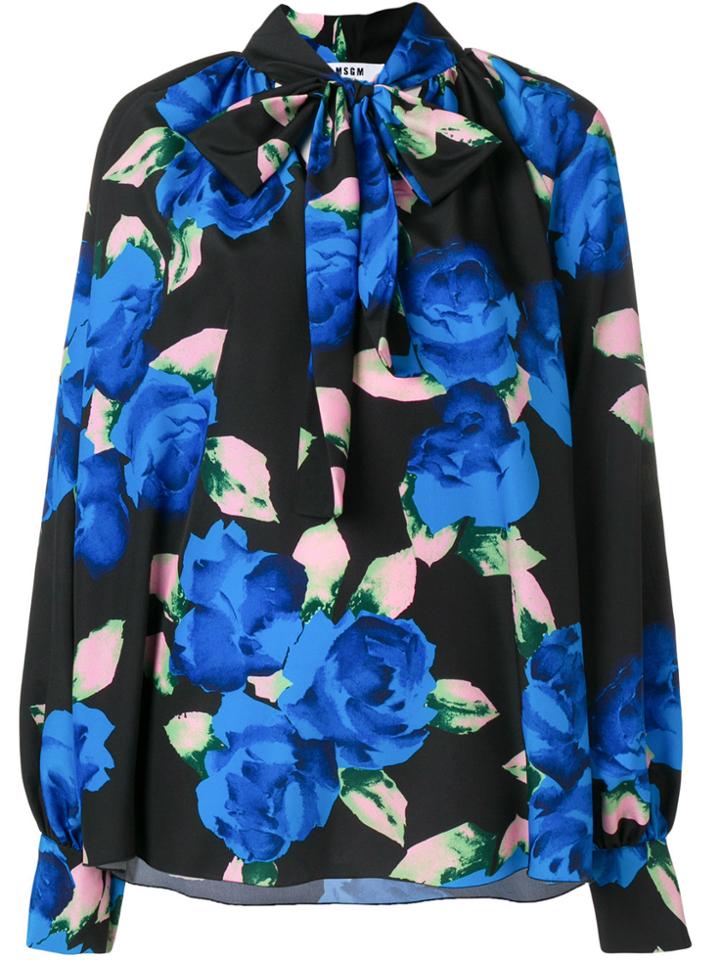 Msgm Loose Fit Floral Blouse - Black