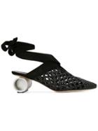 Jw Anderson Lace-up Woven Mules - Black