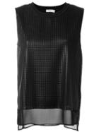 Vince Layered Textured Tank Top, Women's, Size: Medium, Black, Polyester/silk