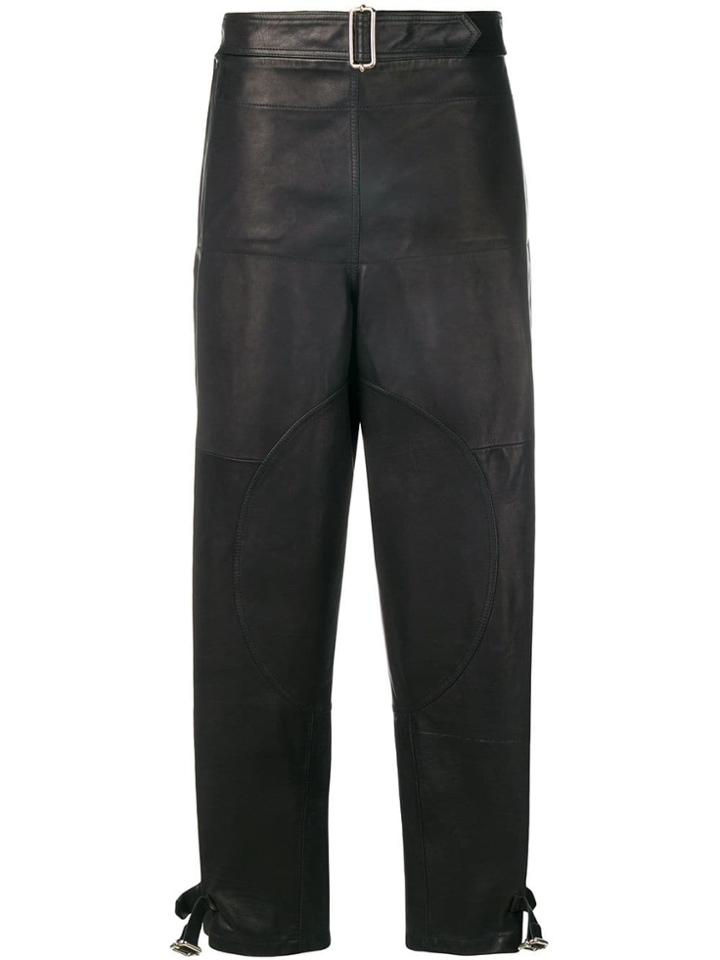 Jw Anderson Fold Front Utility Leather Trousers - Black