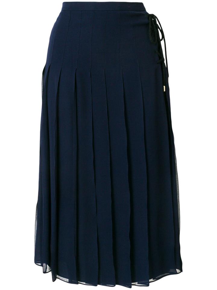 Carven Pleated A-line Skirt - Blue
