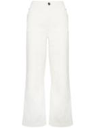 Fendi Wide Leg Logo Patch Cropped Jeans - White