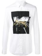 Les Hommes Printed Shirt, Men's, Size: 52, White, Cotton/spandex/elastane