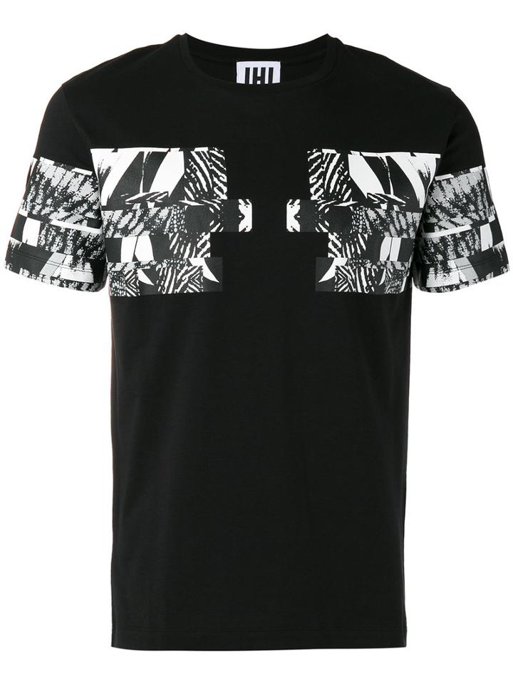 Les Hommes Urban Graphic Print T-shirt, Men's, Size: Large, Black, Cotton
