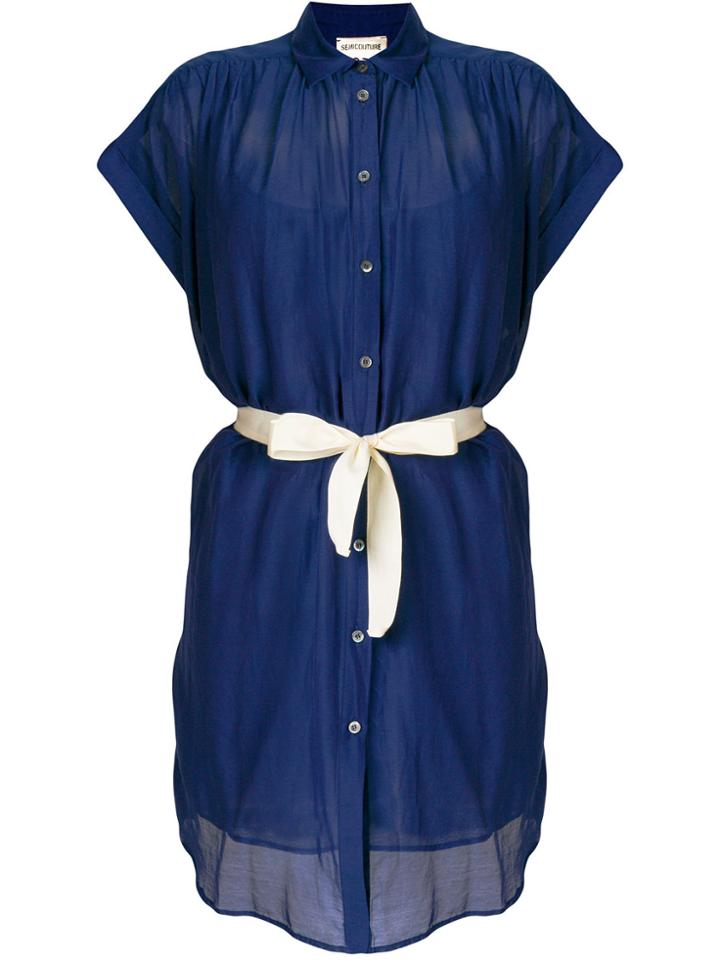 Semicouture Sheer Mid-length Shirt - Blue