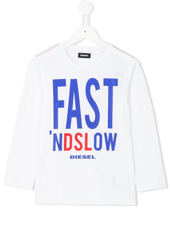 Diesel Kids - Printed T-shirt - Kids - Cotton - 2 Yrs, White