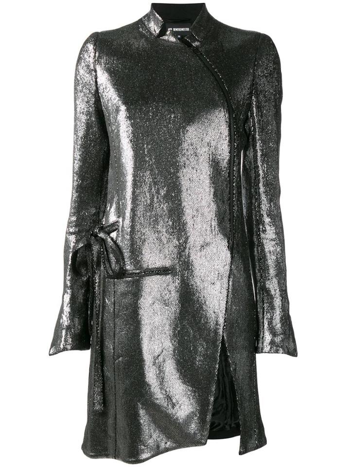 Ann Demeulemeester Asymmetric Zip Coat - Metallic