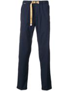 White Sand Belted Straight Trousers - Blue