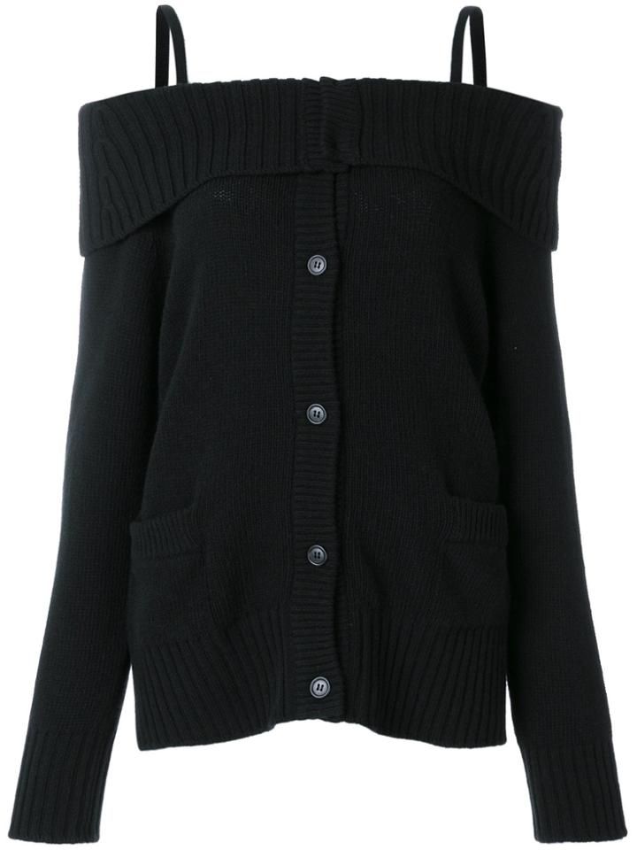 Prada Off-shoulder Buttoned Top - Black