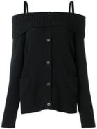 Prada Off-shoulder Buttoned Top - Black