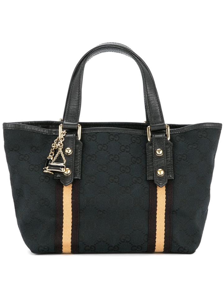 Gucci Vintage Gucci Gg Pattern Hand Tote Bag - Black
