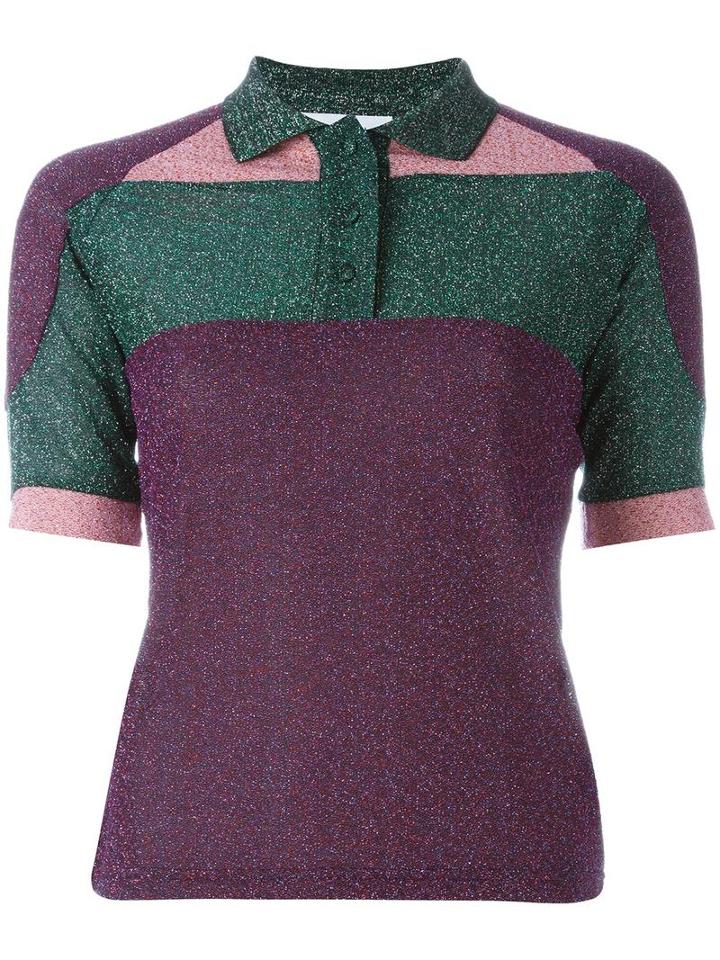 Carven Panelled Polo Shirt, Women's, Size: Medium, Pink/purple, Polyester