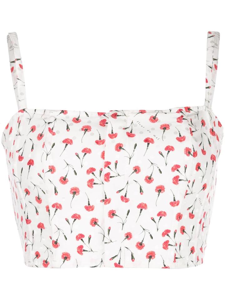 Fleur Du Mal Carnation-print Tank Top - White