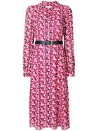 Michael Michael Kors Floral-print Belted Midi Shirt Dress - Red