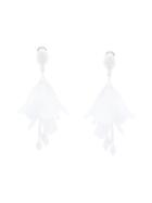 Oscar De La Renta Drop Flower Earrings - White